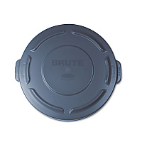 Rubbermaid Commercial BRUTE Self-Draining Flat Top Lids for 20 gal Round BRUTE Containers, 19.88" Diameter, Gray (RCP261960GRA)