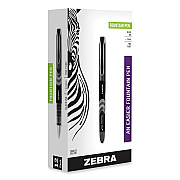 Zebra Fountain Pen, Fine 0.6 mm, Black Ink, Black/Gray Barrel, 12/Pack (ZEB48310)