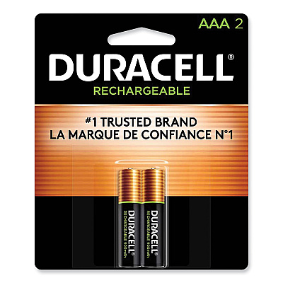 Duracell Rechargeable StayCharged NiMH Batteries, AAA, 2/Pack (DURNLAAA2BCD)