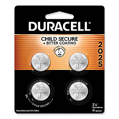 Duracell Lithium Coin Batteries With Bitterant, 2025, 4/Pack (DURDL2025B4PK)
