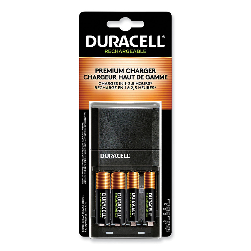 Duracell ION SPEED 4000 Hi-Performance Charger, Includes 2 AA and 2 AAA NiMH Batteries (DURCEF27)