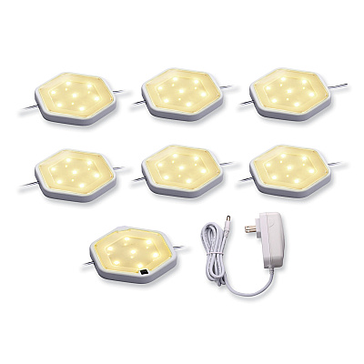 BLACK+DECKER LED Under Cabinet Puck Light Kit, 2.68w x 0.3h, White (LEDUCPUCK7WK)