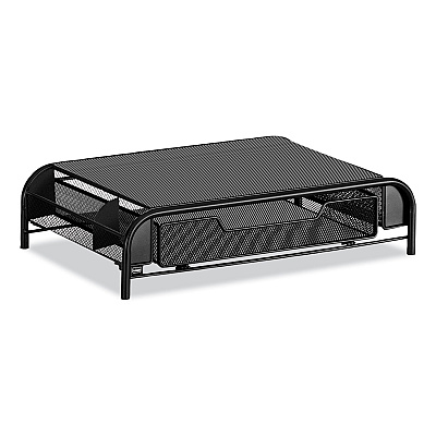 Safco Powered Onyx Monitor Stand, 18.25" x 11.75" x 4.5", Black (SAF3230BL)