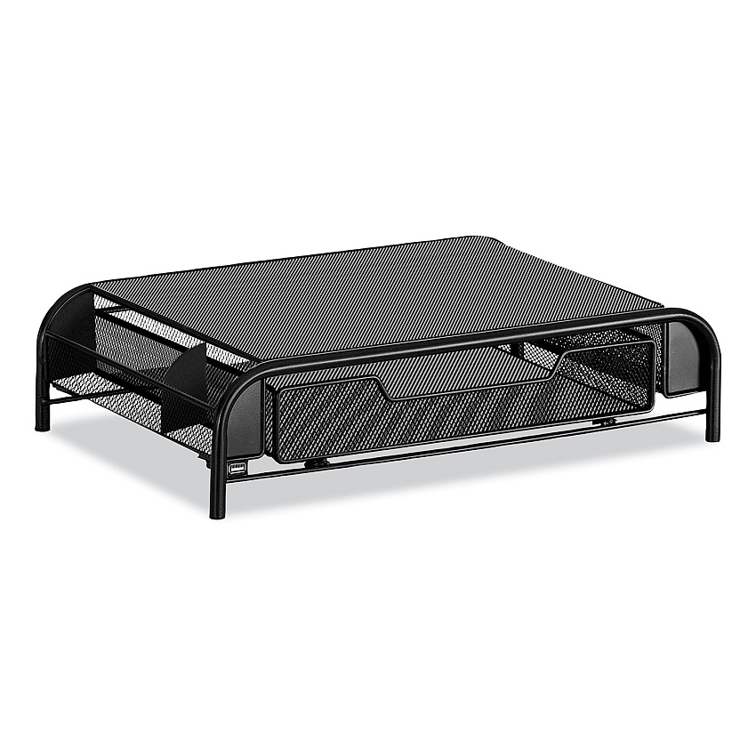 Safco Powered Onyx Monitor Stand, 18.25" x 11.75" x 4.5", Black (SAF3230BL)