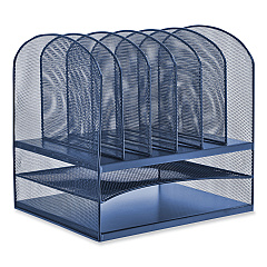 Safco Onyx Desk Organizer with Two Horizontal and Six Upright Sections, Letter Size Files, 13.25 x 11.5 x 13, Blue (SAF3255BU)