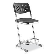 NPS 6600 Series Elephant Z-Stool With Backrest, Supports Up to 500 lb, 22" Seat Height, Black Seat, Black Back, Chrome Frame (NPS6622B)