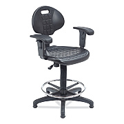 NPS 6700 Series Polyurethane Adj Height Task Chair w/Arms, Supports Up to 300 lb, 22" to 32" Seat Height, Black Seat, Black Base (NPS6722HBA)