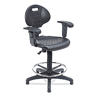 NPS 6700 Series Polyurethane Adj Height Task Chair w/Arms, Supports Up to 300 lb, 22" to 32" Seat Height, Black Seat, Black Base (NPS6722HBA)
