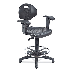 NPS 6700 Series Polyurethane Adj Height Task Chair w/Arms, Supports Up to 300 lb, 22" to 32" Seat Height, Black Seat, Black Base (NPS6722HBA)