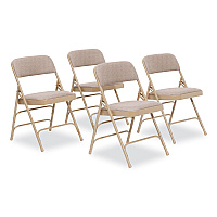 NPS 2300 Series Fabric Triple Brace Double Hinge Premium Folding Chair, Supports Up to 500 lb, Cafe Beige, 4/Carton (NPS2301)