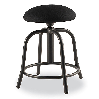 NPS 6800 Series Height Adjustable Fabric Seat Swivel Stool, Supports Up to 300 lb, 18" to 25" Seat Height, Black Seat/Base (NPS6810S10)