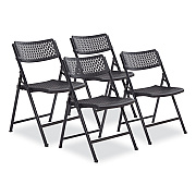 NPS AirFlex Series Premium Poly Folding Chair, Supports  Up to 1,000 lb, 17.25" Seat Height, Black, 4/Carton (NPS1410)
