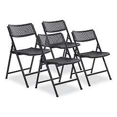 NPS AirFlex Series Premium Poly Folding Chair, Supports  Up to 1,000 lb, 17.25" Seat Height, Black, 4/Carton (NPS1410)