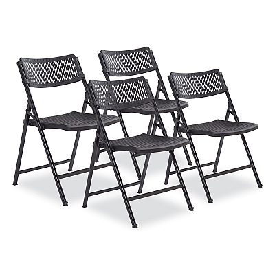 NPS AirFlex Series Premium Poly Folding Chair, Supports  Up to 1,000 lb, 17.25" Seat Height, Black, 4/Carton (NPS1410)