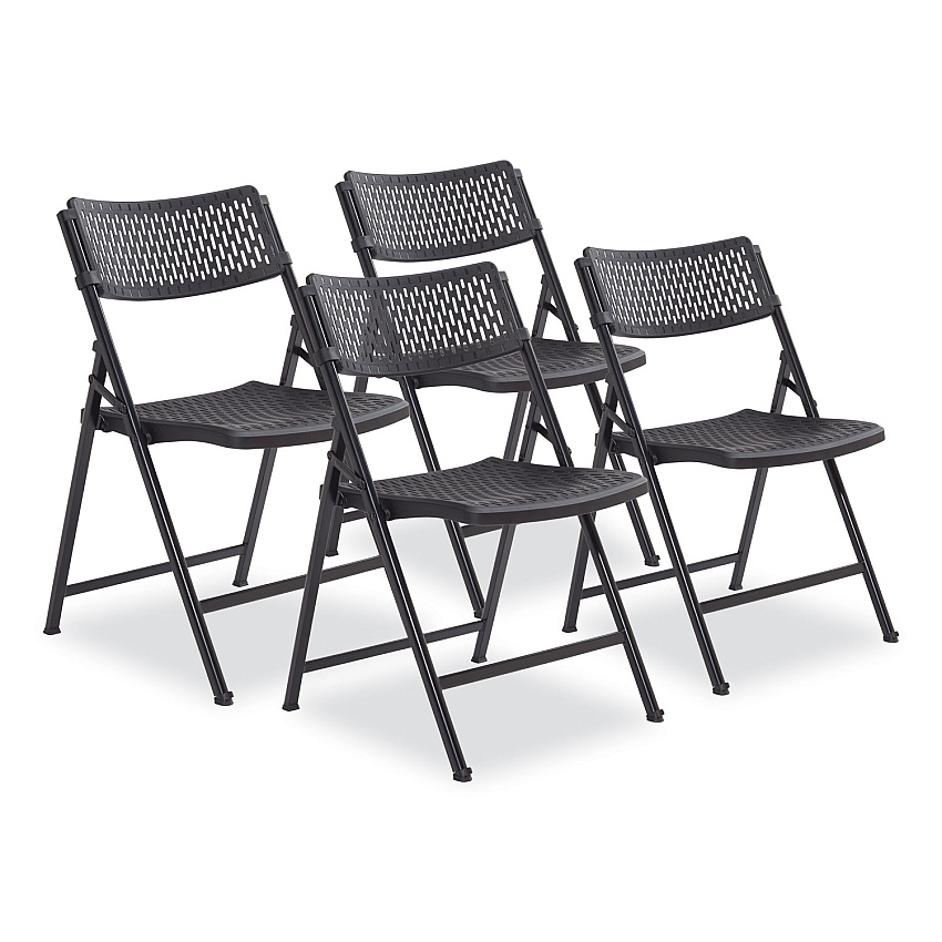 NPS AirFlex Series Premium Poly Folding Chair, Supports  Up to 1,000 lb, 17.25" Seat Height, Black, 4/Carton (NPS1410)