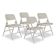 NPS 200 Series Premium All-Steel Double Hinge Folding Chair, Supports Up to 500 lb, 17.25" Seat Height, Gray, 4/Carton (NPS202)