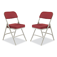 NPS 3200 Series Premium Fabric Dual-Hinge Folding Chair, Supports Up to 300 lb, Burgundy Seat, Burgundy Back, Gray Base, 2/Carton (NPS3218)