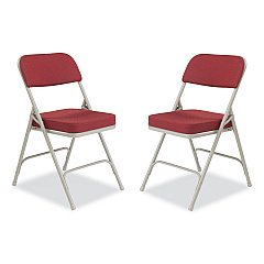 NPS 3200 Series Premium Fabric Dual-Hinge Folding Chair, Supports Up to 300 lb, Burgundy Seat, Burgundy Back, Gray Base, 2/Carton (NPS3218)