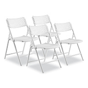 NPS AirFlex Series Premium Poly Folding Chair, Supports Up to 1,000 lb, 17.25" Seat Height, White Seat/Back/Base, 4/Carton (NPS1421)