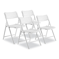 NPS AirFlex Series Premium Poly Folding Chair, Supports Up to 1,000 lb, 17.25" Seat Height, White Seat/Back/Base, 4/Carton (NPS1421)