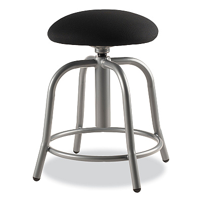 NPS 6800 Series Height Adjustable Fabric Seat Swivel Stool, Supports Up to 300 lb, 18" to 25" Seat Height, Black Seat/Gray Base (NPS6810S02)