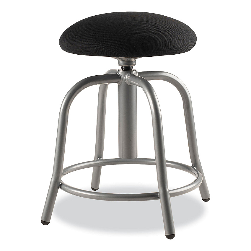 NPS 6800 Series Height Adjustable Fabric Seat Swivel Stool, Supports Up to 300 lb, 18" to 25" Seat Height, Black Seat/Gray Base (NPS6810S02)