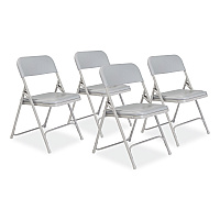 NPS 800 Series Premium Plastic Folding Chair, Supports Up to  500 lb, 18" Seat Height, Gray Seat, Gray Back, Gray Base, 4/Carton (NPS802)