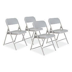 NPS 800 Series Premium Plastic Folding Chair, Supports Up to  500 lb, 18" Seat Height, Gray Seat, Gray Back, Gray Base, 4/Carton (NPS802)