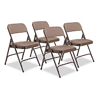 NPS 2200 Series Fabric Dual-Hinge Premium Folding Chair, Supports Up to 500 lb, Walnut Seat, Walnut Back, Brown Base, 4/Carton (NPS2207)