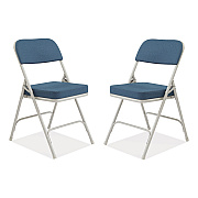 NPS 3200 Series Fabric Dual-Hinge Folding Chair, Supports Up to 300 lb, Regal Blue Seat, Regal Blue Back, Gray Base, 2/Carton (NPS3215)