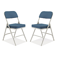 NPS 3200 Series Fabric Dual-Hinge Folding Chair, Supports Up to 300 lb, Regal Blue Seat, Regal Blue Back, Gray Base, 2/Carton (NPS3215)
