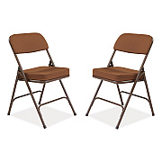 NPS 3200 Series Premium Fabric Dual-Hinge Folding Chair, Supports Up to 300 lb, Gold Seat, Gold Back, Brown Base, 2/Carton (NPS3219)