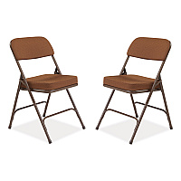 NPS 3200 Series Premium Fabric Dual-Hinge Folding Chair, Supports Up to 300 lb, Gold Seat, Gold Back, Brown Base, 2/Carton (NPS3219)