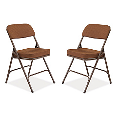 NPS 3200 Series Premium Fabric Dual-Hinge Folding Chair, Supports Up to 300 lb, Gold Seat, Gold Back, Brown Base, 2/Carton (NPS3219)