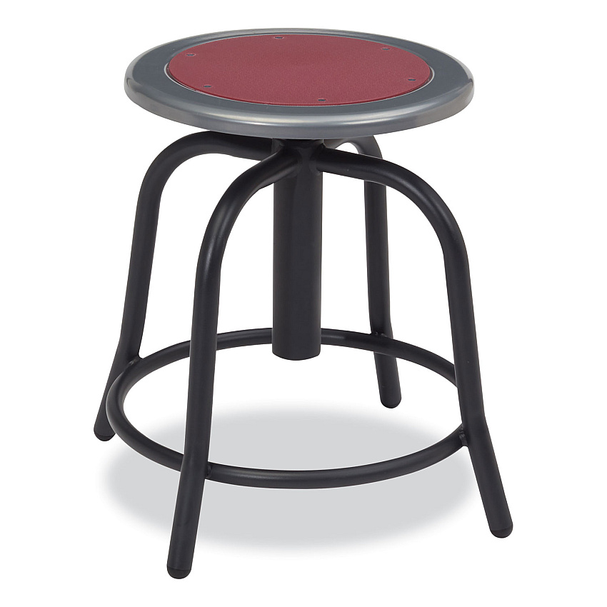 NPS 6800 Series Height Adjustable Metal Seat Stool, Supports Up to 300 lb, 18" to 24" Seat Height, Burgundy Seat, Black Base (NPS681810)