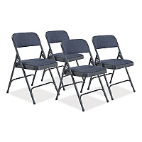 NPS 2200 Series Fabric Dual-Hinge Folding Chair, Supports 500 lb, Royal Blue Sea, Royal Blue Back, Charcoal-Blue Base, 4/Carton (NPS2204)