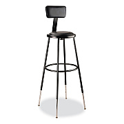 NPS 6400 Series Height Adjustable Heavy Duty Vinyl Padded Stool with Backrest, Supports 300 lb, 32" to 39" Seat Height, Black (NPS6430HB10)