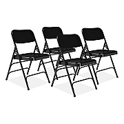 NPS 300 Series Deluxe All-Steel Triple Brace Folding Chair, Supports Up to 480 lb, 17.25" Seat Height, Black, 4/Carton (NPS310)