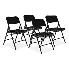 NPS 300 Series Deluxe All-Steel Triple Brace Folding Chair, Supports Up to 480 lb, 17.25" Seat Height, Black, 4/Carton (NPS310)