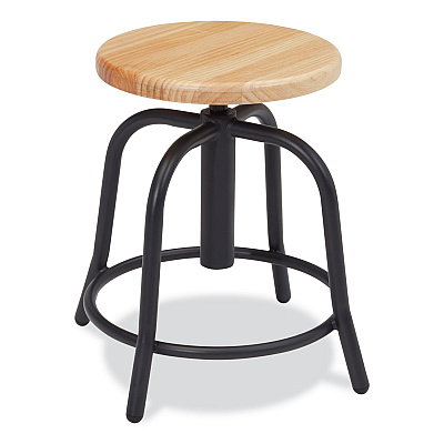 NPS 6800 Series Height Adjustable Wood Seat Swivel Stool, Supports Up to 300 lb, 19" to 25" Seat Height, Maple Seat/Black Base (NPS6800W10)