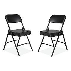 NPS 3200 Series 2" Vinyl Upholstered Double Hinge Folding Chair, Supports Up to 300 lb, 18.5" Seat Height, Black, 2/Carton (NPS3210)