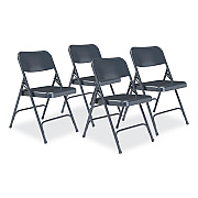 NPS 200 Series Premium All-Steel Double Hinge Folding Chair, Supports Up to 500 lb, 17.25" Seat Height, Blue, 4/Carton (NPS204)