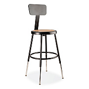 NPS 6200 Series 19" to 27" Height Adjustable Heavy-Duty Stool with Backrest, Supports Up to 500 lb, Masonite Seat/Black Base (NPS6218HB10)