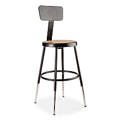 NPS 6200 Series 19" to 27" Height Adjustable Heavy-Duty Stool with Backrest, Supports Up to 500 lb, Masonite Seat/Black Base (NPS6218HB10)