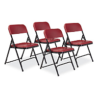 NPS 800 Series Plastic Folding Chair, Supports Up to 500 lb, 18" Seat Height, Burgundy Seat, Burgundy Back, Black Base, 4/Carton (NPS818)