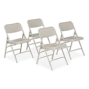 NPS 300 Series Deluxe All-Steel Triple Brace Folding Chair, Supports Up to 480 lb, 17.25" Seat Height, Gray, 4/Carton (NPS302)