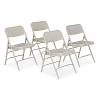 NPS 300 Series Deluxe All-Steel Triple Brace Folding Chair, Supports Up to 480 lb, 17.25" Seat Height, Gray, 4/Carton (NPS302)