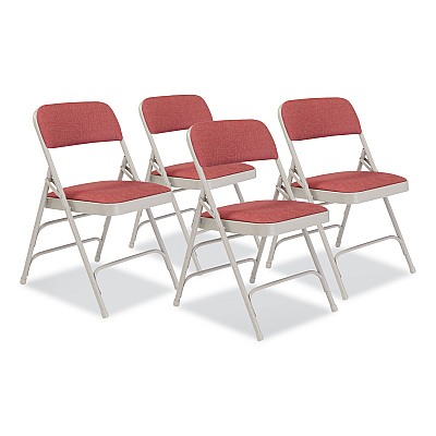 NPS 2300 Series Fabric Upholstered Tri-Brace Folding Chair, Supports 500 lb, Cabernet Seat, Cabernet Back, Gray Base, 4/Carton (NPS2308)
