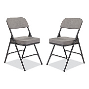 NPS 3200 Series Fabric Dual-Hinge Folding Chair, Supports Up to 300 lb, Charcoal Seat, Charocoal Back, Black Base, 2/Carton (NPS3212)