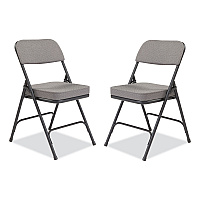 NPS 3200 Series Fabric Dual-Hinge Folding Chair, Supports Up to 300 lb, Charcoal Seat, Charocoal Back, Black Base, 2/Carton (NPS3212)